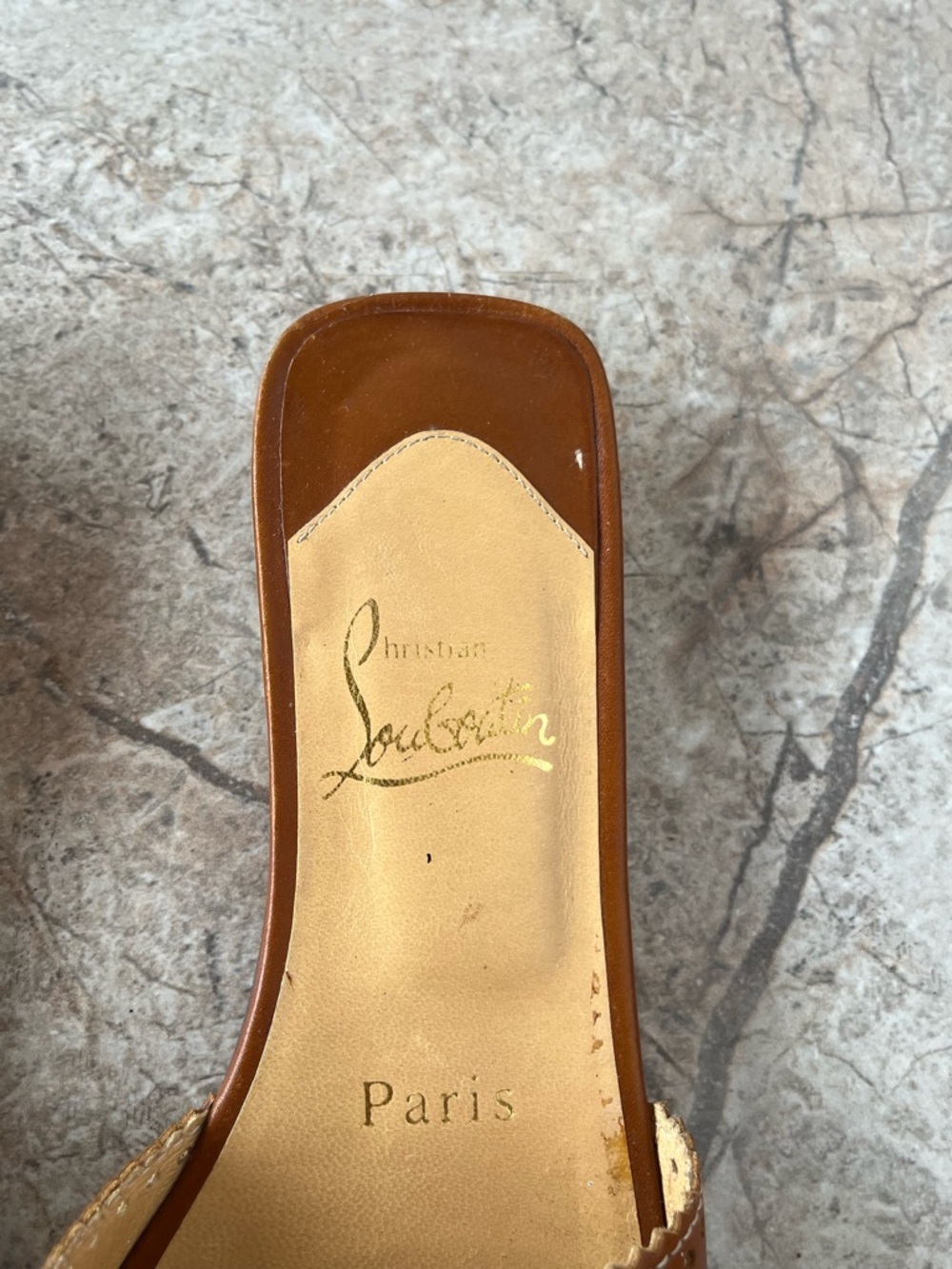 Christian Louboutin Leather Brogue Slides Mules Brown Buckle Sandals - Picture 5 of 10